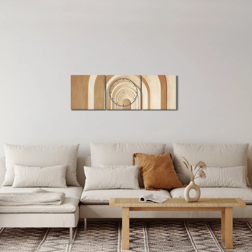 Obraz - Béžový priechod (s hodinami) (90x30 cm)