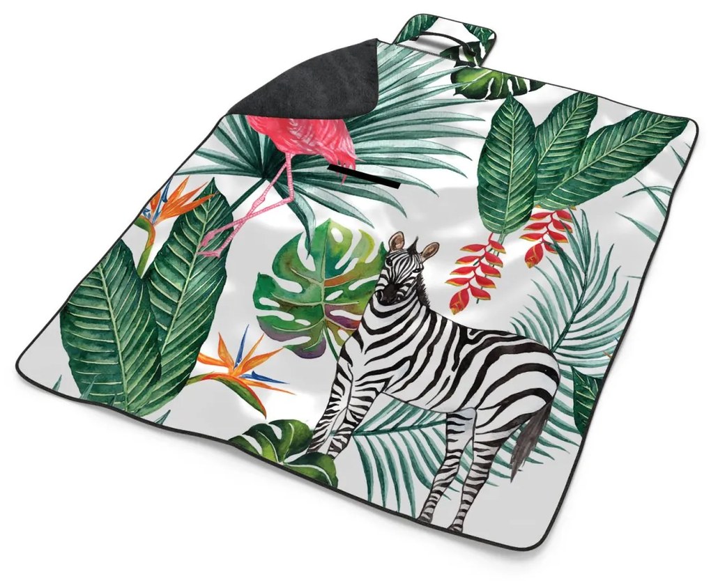 Sablio Plážová deka Zebra a Plameniak: 200x140 cm