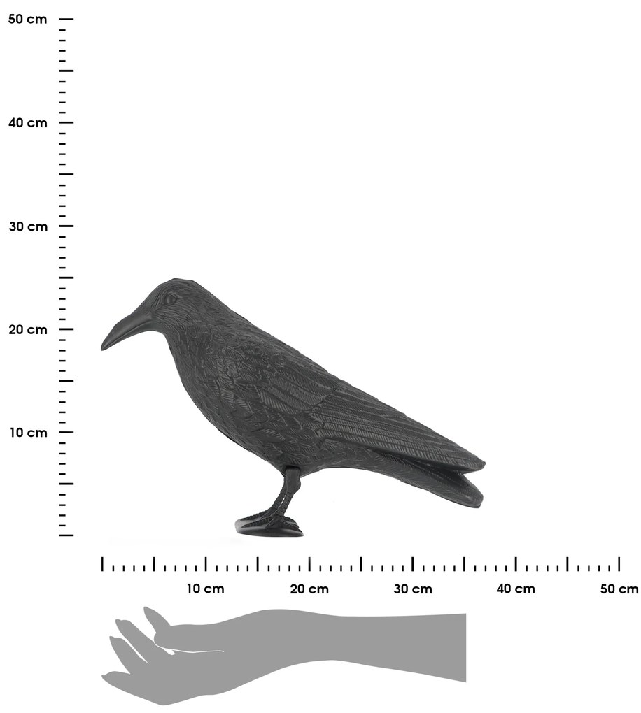 Záhradná figúrka z polyetylénu Crow, 21,5 cm, čierna