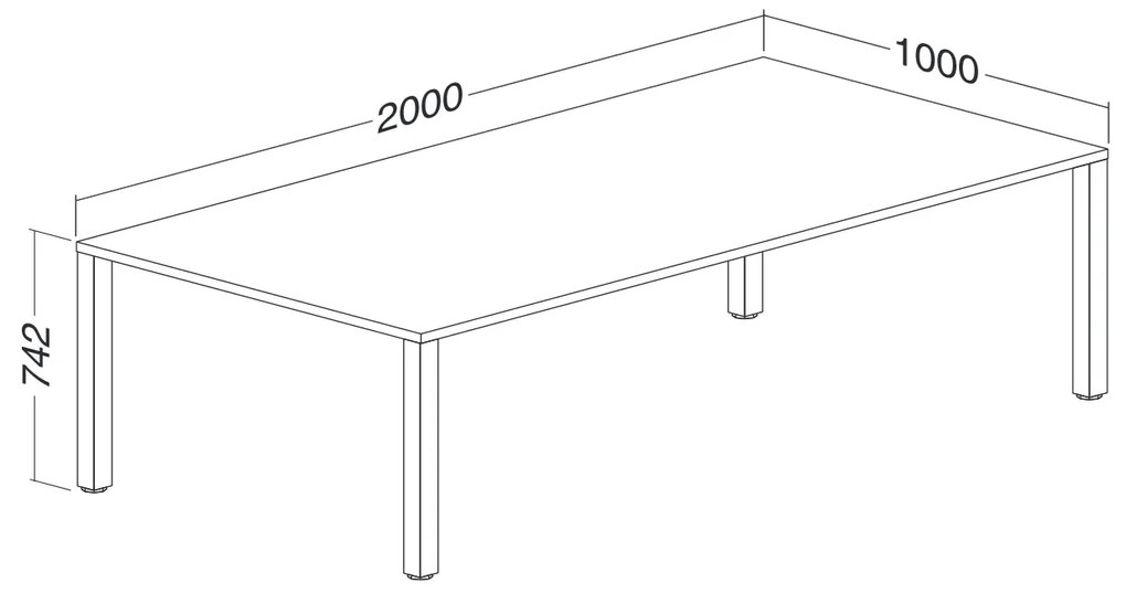 Konferenčný stôl ProOffice 100 x 200 x 74,2 cm, biela