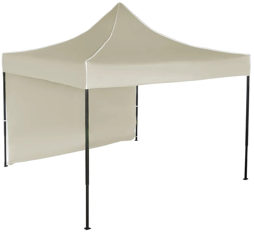 Rýchlorozkladací nožnicový stan 3x3m – oceľový, 1 bočná plachta, Béžová