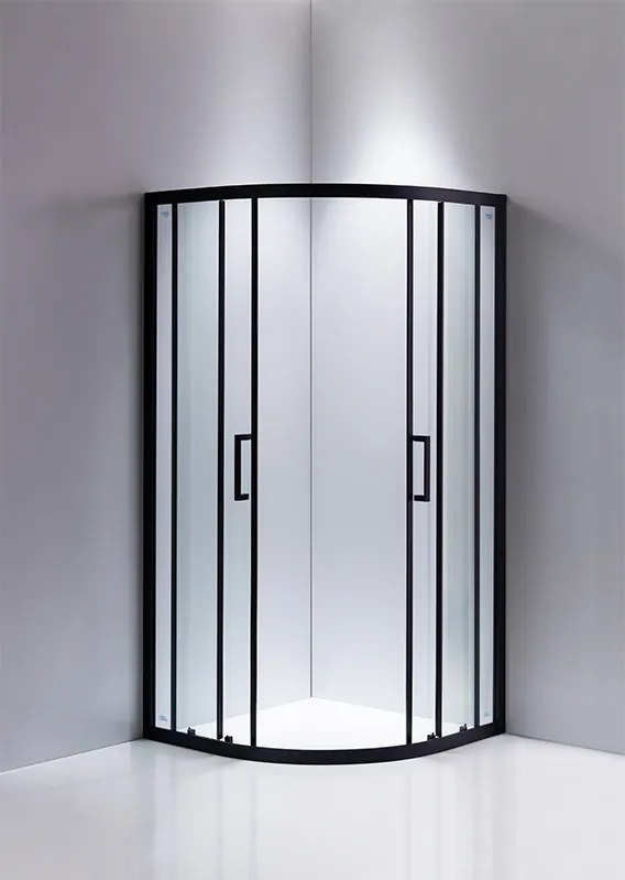 BPS-koupelny Štvrťkruhový sprchový kút HYD-RK01B 90x90 cm čierna/transparent + vanička HYD-RSV-SXL01B biela