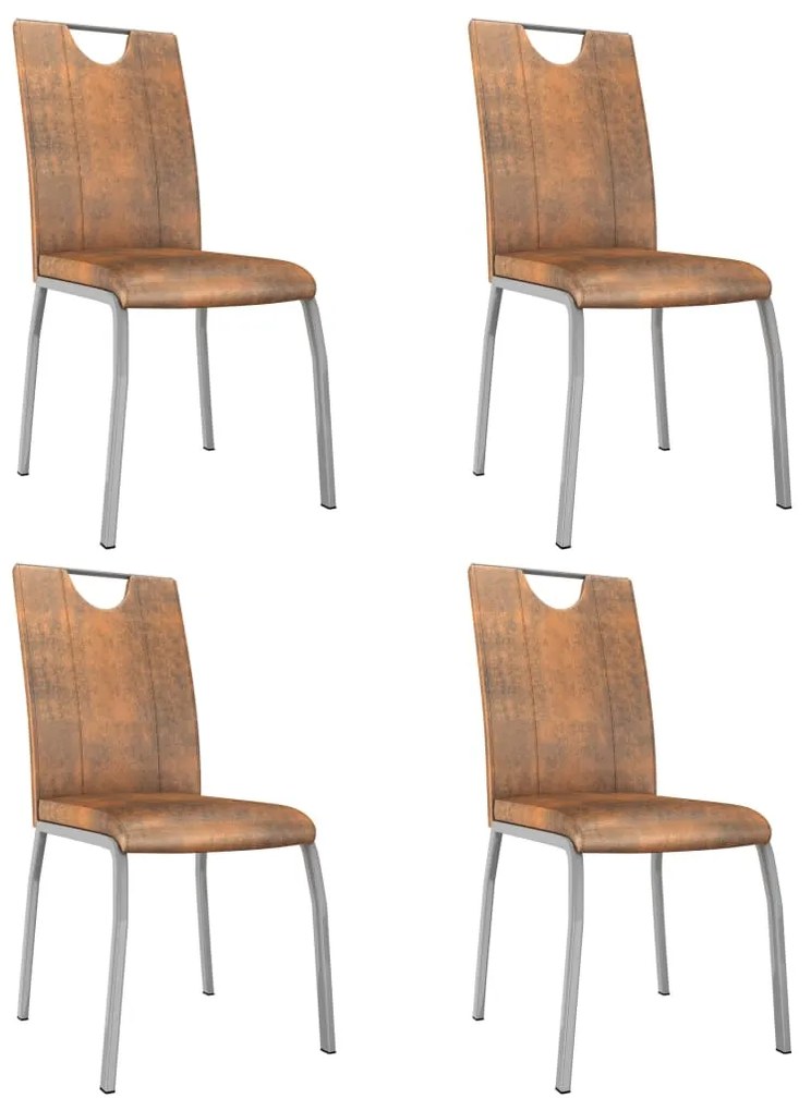 vidaXL Jedálenské stoličky 4 ks hnedé semišová umelá koža