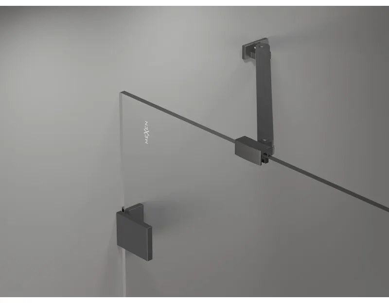 Mexen Lunar Duo, výklopný sprchový kút 100 x 75 cm, 8mm číre sklo, grafitový profil, 834-100L-075P-95-00