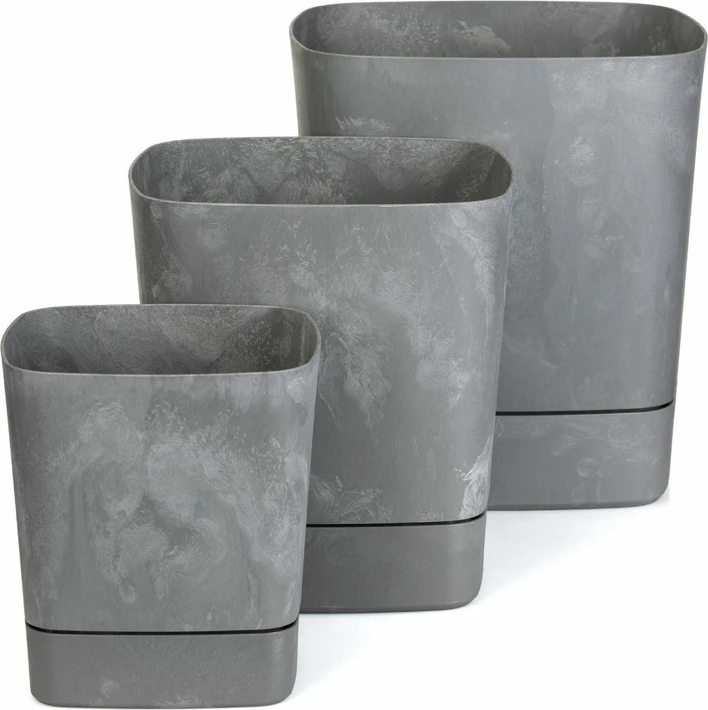 Sada 3 ks kvetináčov Cubi 16x16/19x19/25x25 cm sivý betón
