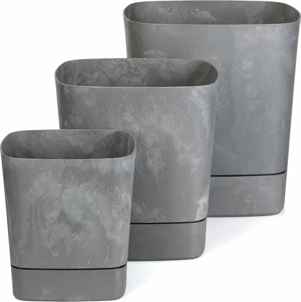 Sada 3 ks květináčů Cubi 16x16/19x19/25x25 cm šedý beton