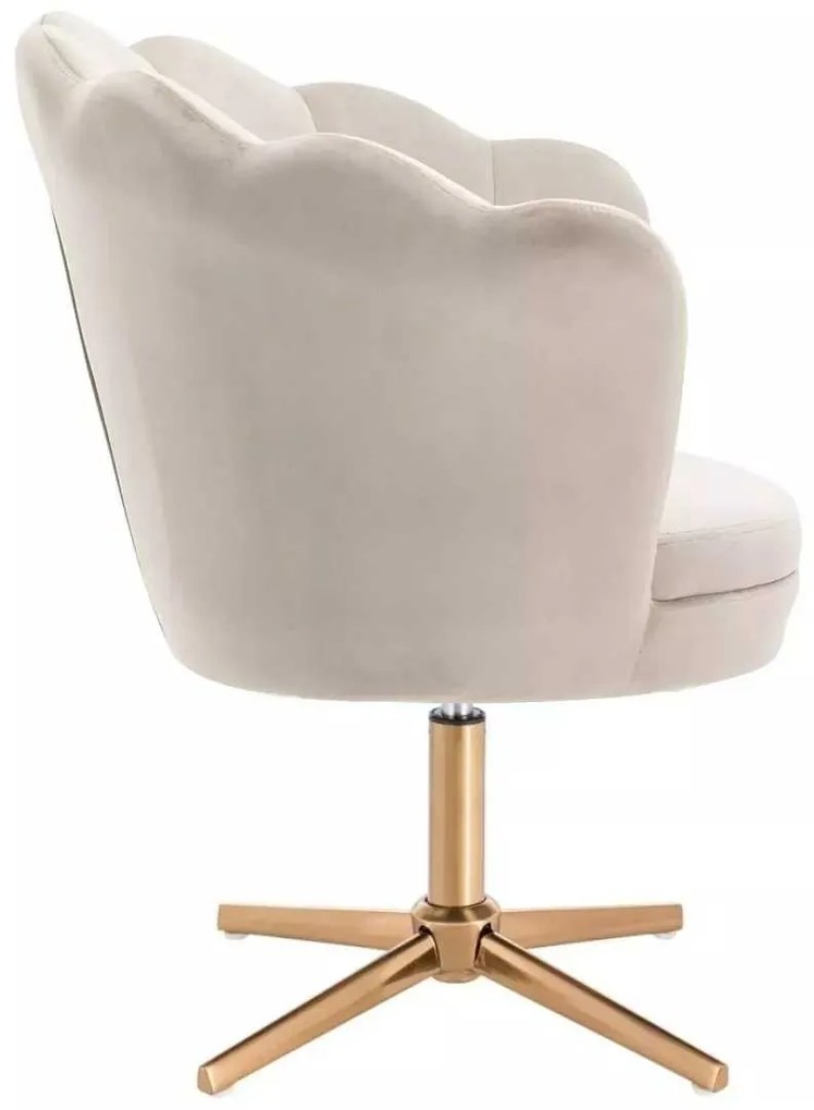 LuxuryForm DESIGN Kreslo FREY VELUR na zlatom kríži - latte