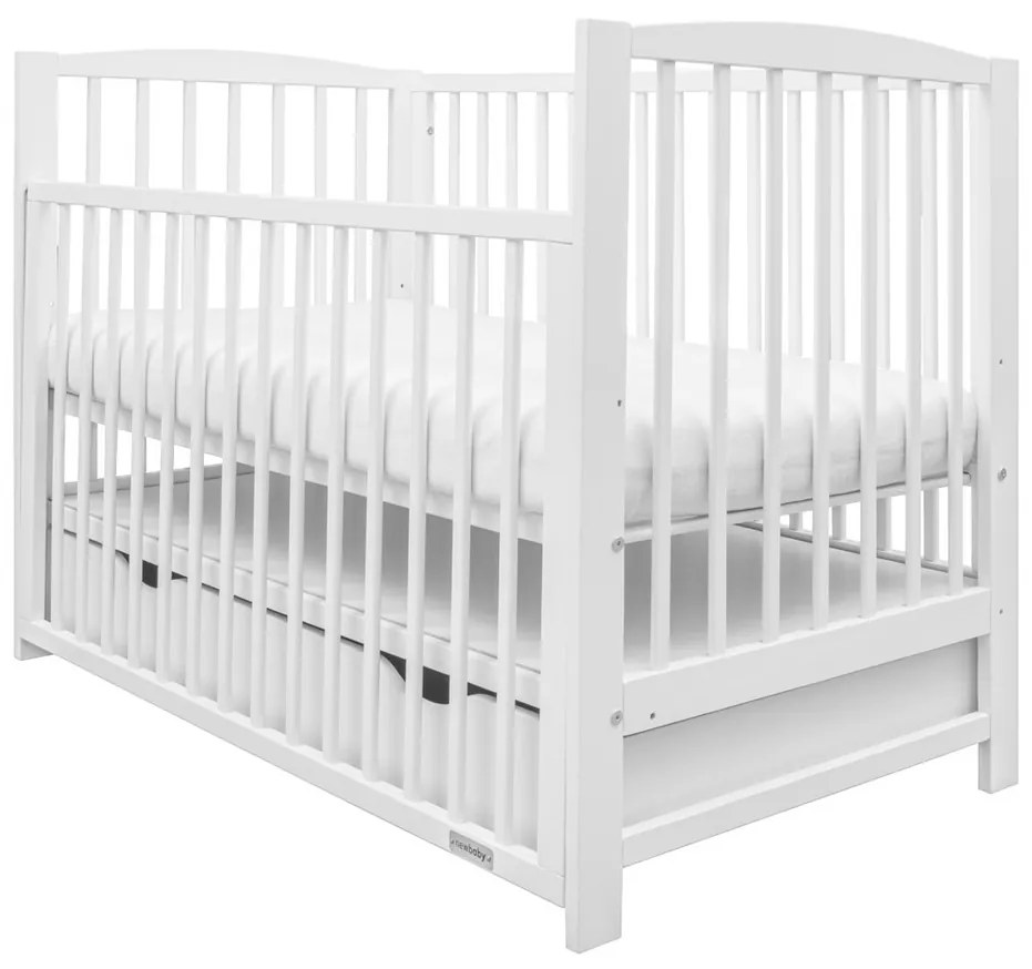 New Baby Detská postieľka Lilly so sťahovacou bočnicou a zásuvkou, biela