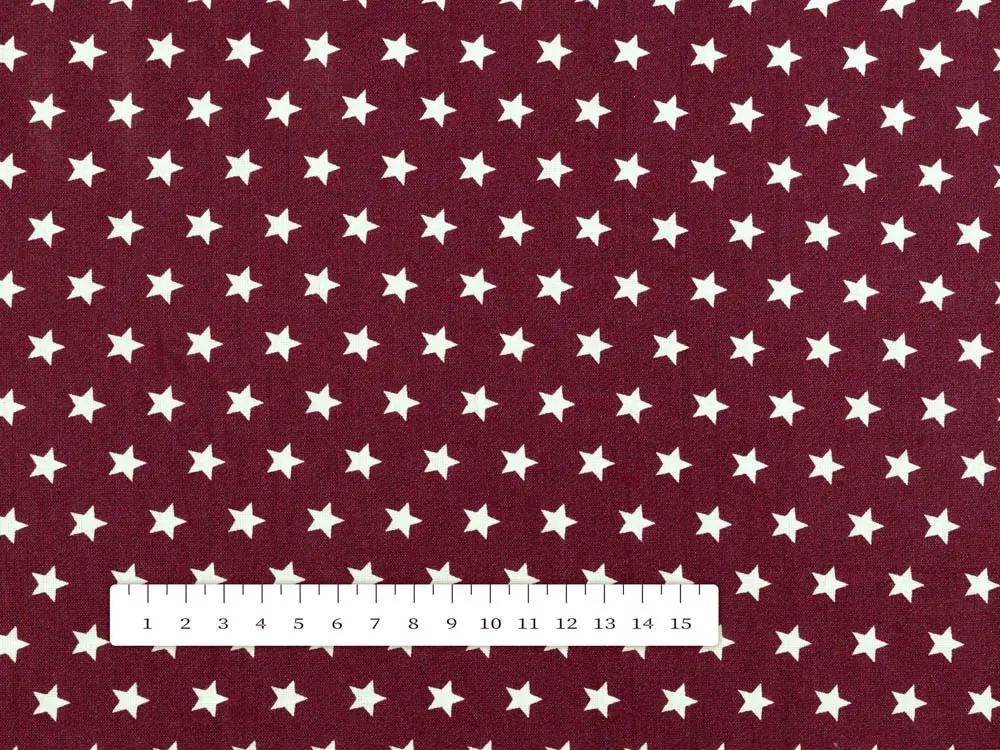 Biante Bavlnený štvorcový obrus Sandra SA-351 Biele hviezdičky na tmavo červenom 130x130 cm