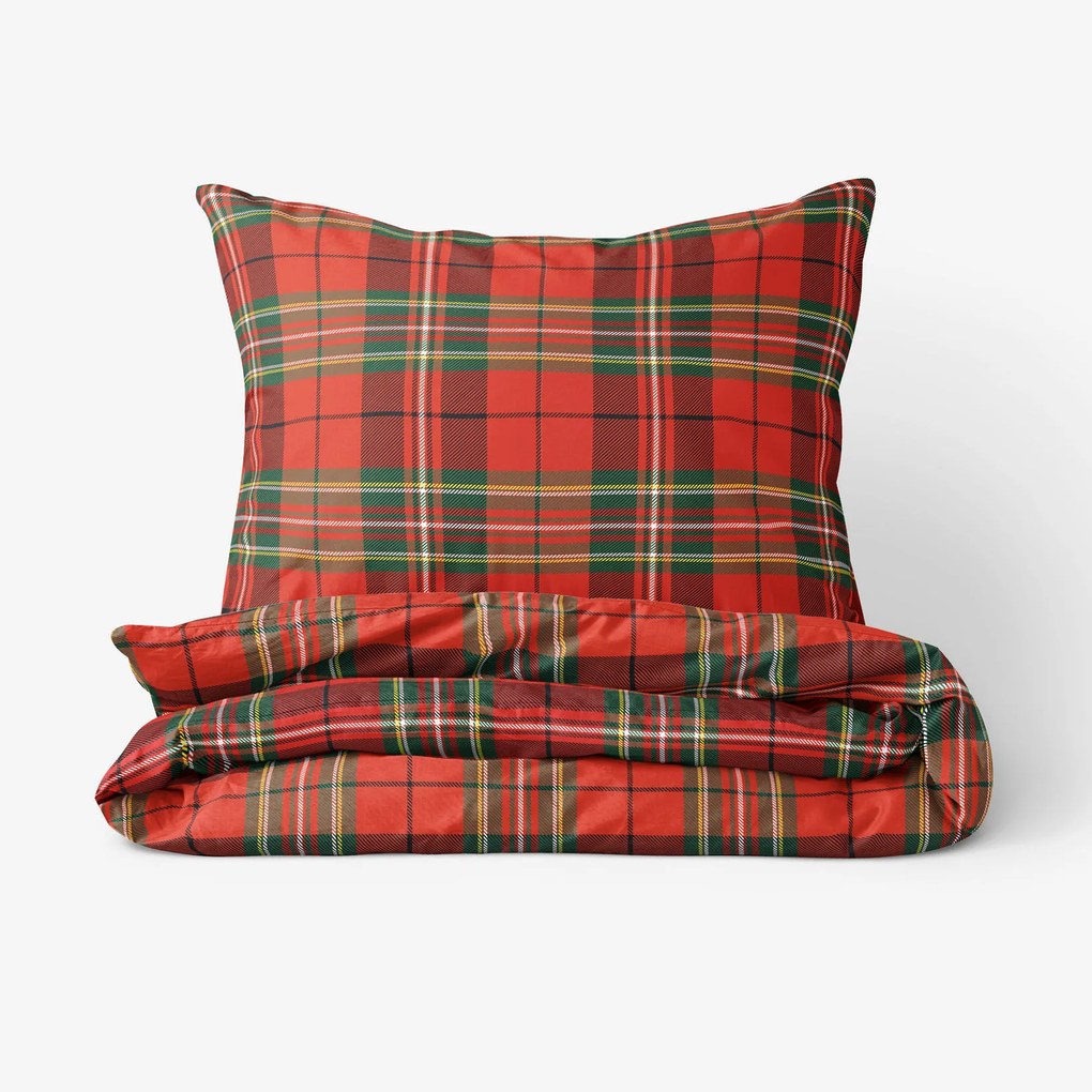 Goldea bavlnené posteľné obliečky - červené káro 140 x 220 a 70 x 90 cm