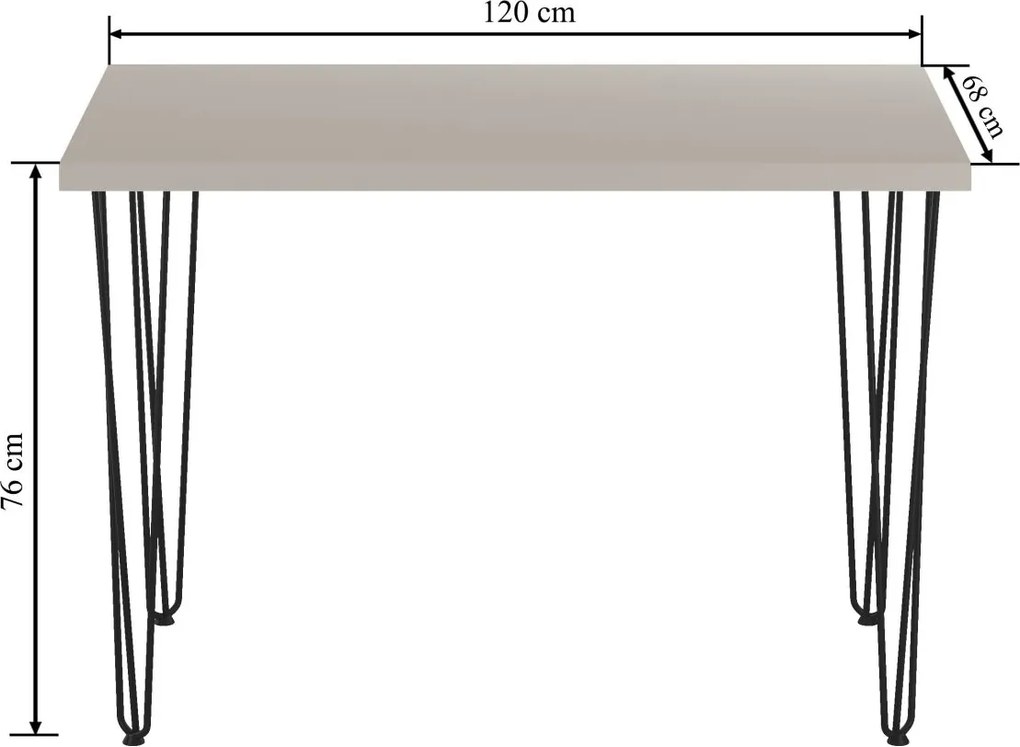 Vintino Jedálenský stôl RIMINI 120 × 68 cm – kašmírový / čierne kovové nohy