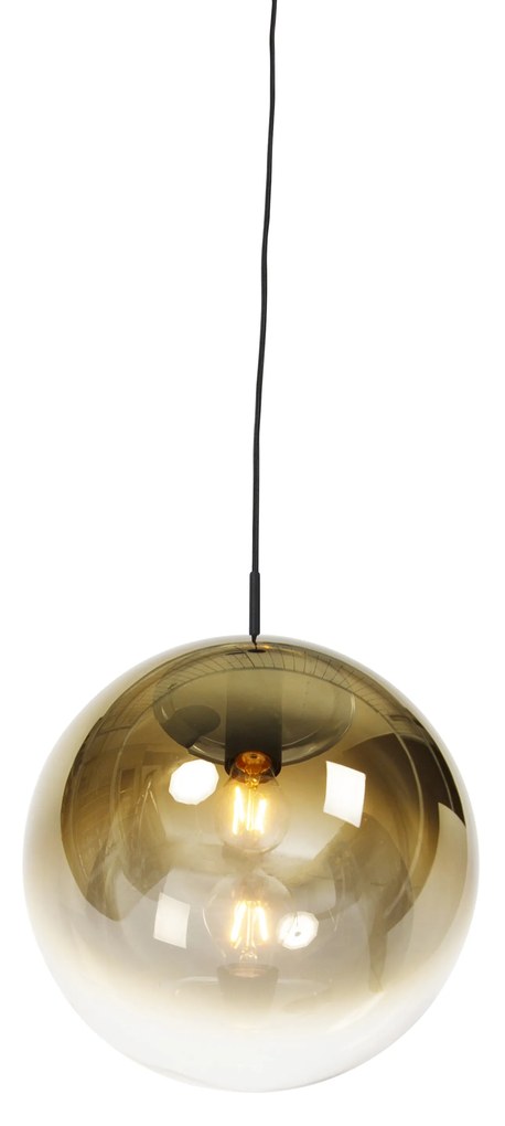 Art Deco závesné svietidlo čierne so zlatým sklom 33 cm - Pallon