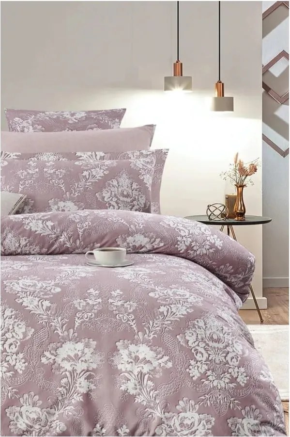 Ružové predĺžené obliečky na dvojlôžko z bavlny Renforcé s plachtou/4-dielne 200x220 cm – Mila Home