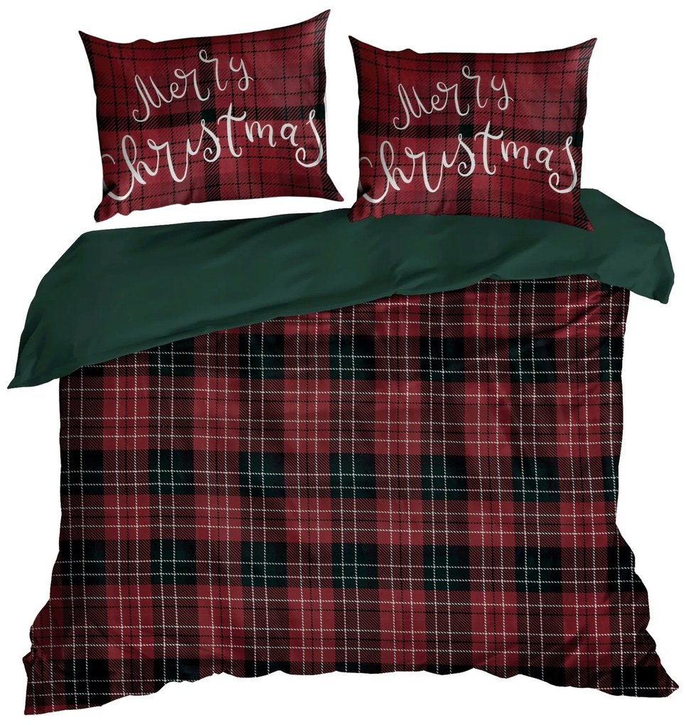 VIANOČNÉ RENFORCÉ OBLIEČKY NOELLIE 200X220 CM, 2 KS 70X80 CM VZOROVANÉ