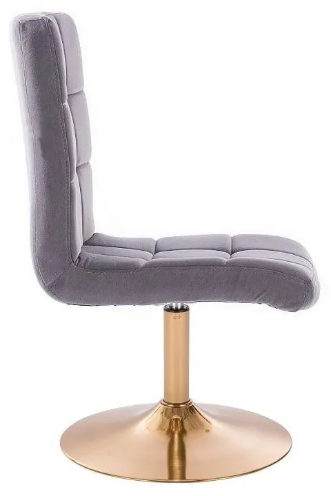 LuxuryForm DESIGN Stolička TOLEDO VELUR na zlatom tanieri - tmavosivá