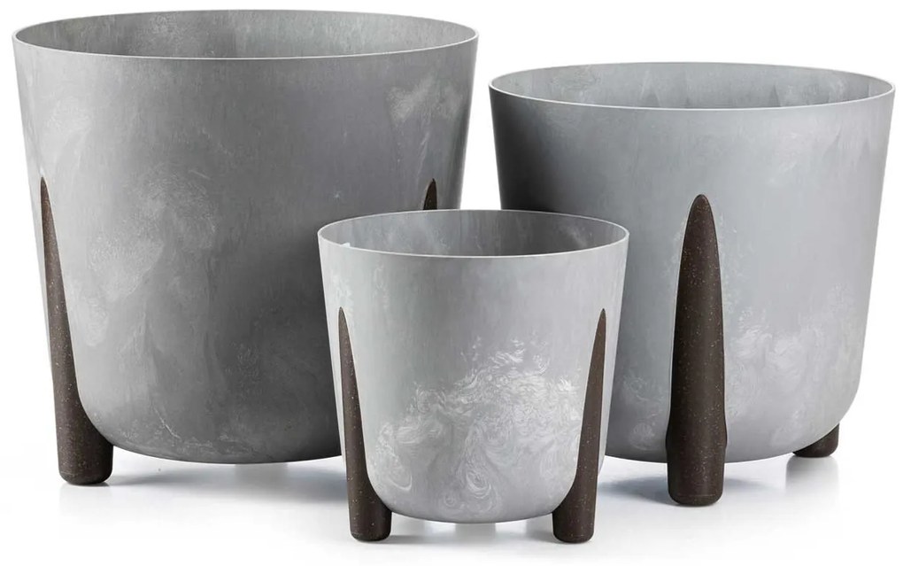 PLASTOVÝ KVETINÁČ MOSS 34X32 CM IMITÁCIA BETÓNU SIVÁ