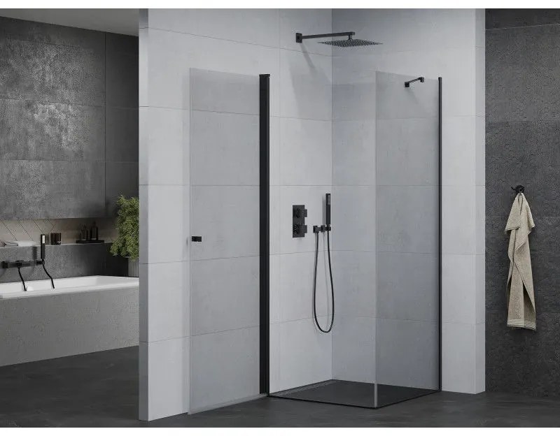 Mexen Pretoria sprchovací kút 70x70cm, 6mm sklo, čierny profil-číre sklo, 852-070-070-70-00