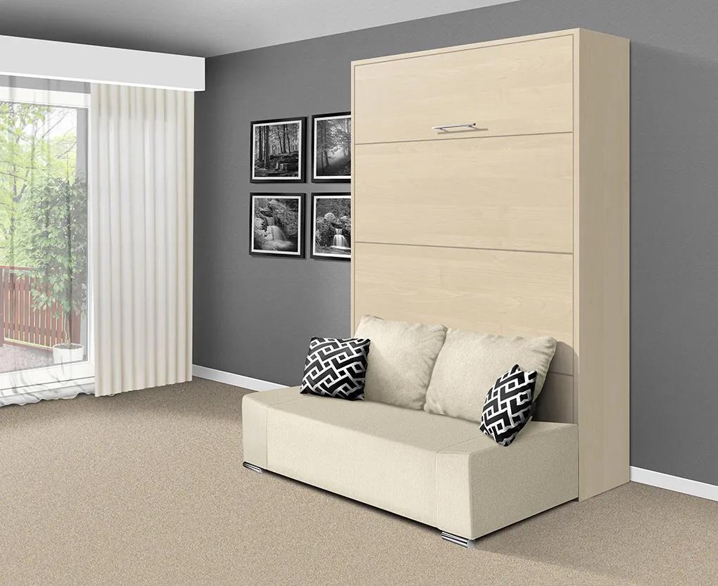 Nabytekmorava Sklápacia posteľ s pohovkou VS 21058P 200x140 farba pohovky: Krémová, Typ farebného prevedenia: Antracit / dvere biele LESK