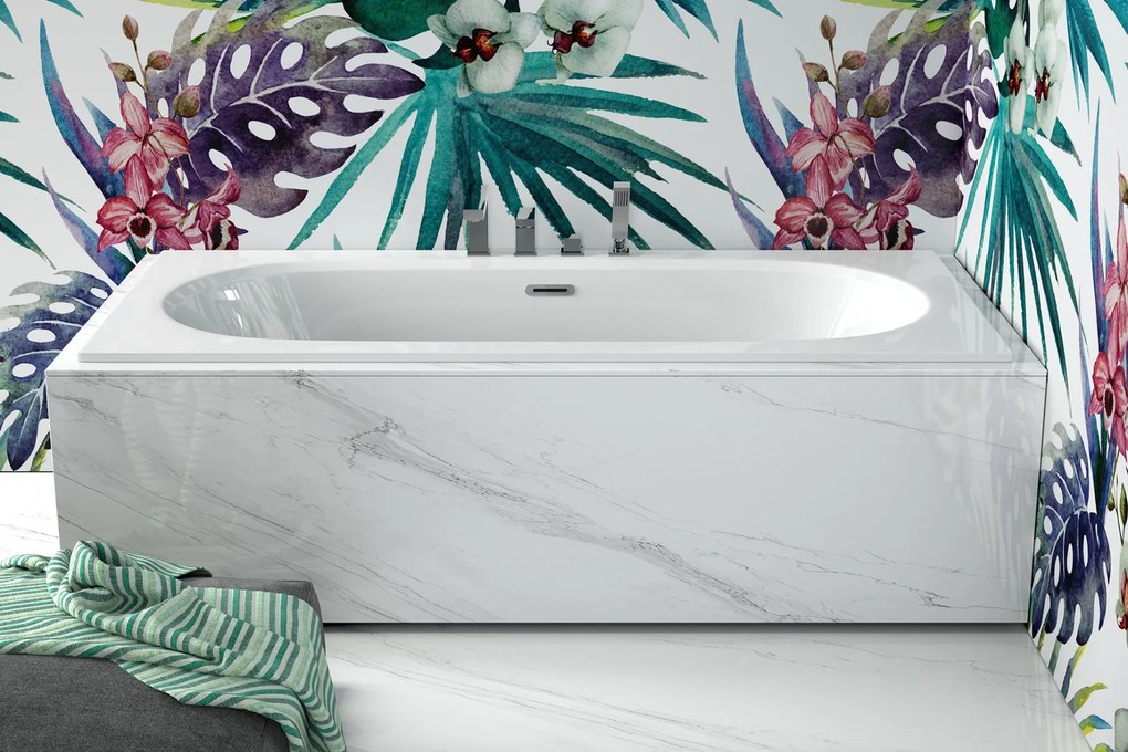 Besco Akrylátová obdĺžniková vaňa Vitae Slim Plus 160x75, s prepadom BESCO-Typ výpuste: Alcaplast Click-Clack so štrbinovým prepadom, grafit, BESCO-R…