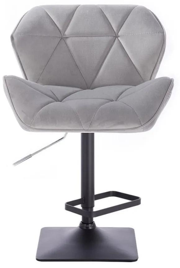 LuxuryForm Barová stolička MILANO VELUR na čierne podstave - svetlo šedá