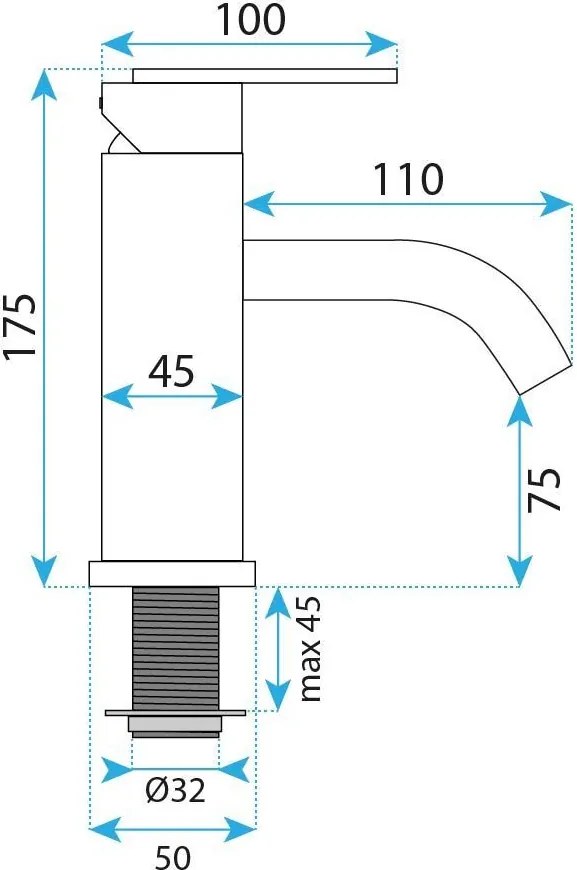 Umývadlová batéria REA Ontario nízka, kartáčovaná meď