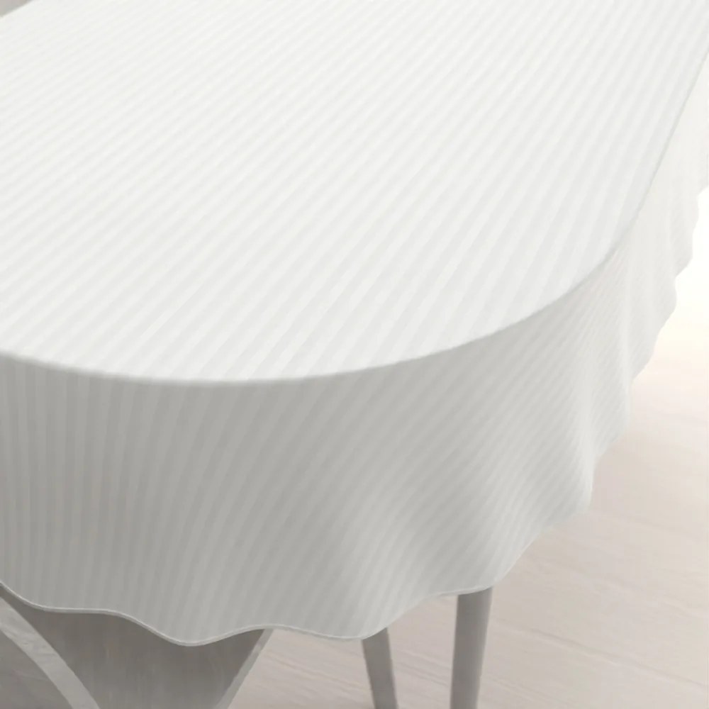 Biante Veľký damaškový oválny obrus Atlas Grádl DM-010 Biely - pásiky 1 cm 180x260 cm
