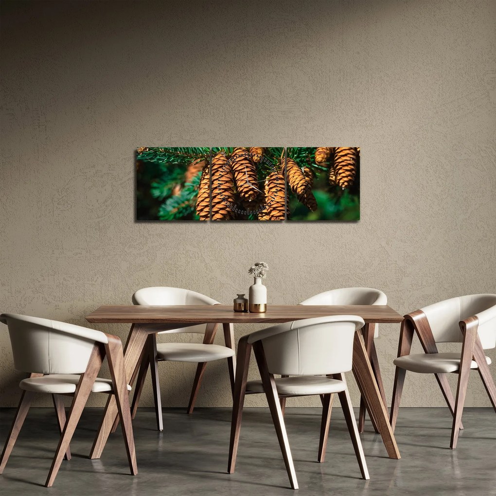 Obraz šišiek (s hodinami) (90x30 cm)
