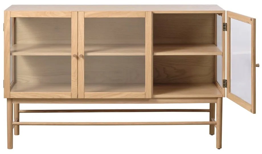 Vitrína z dubového dreva v prírodnej farbe 88x140 cm Elba – Unique Furniture