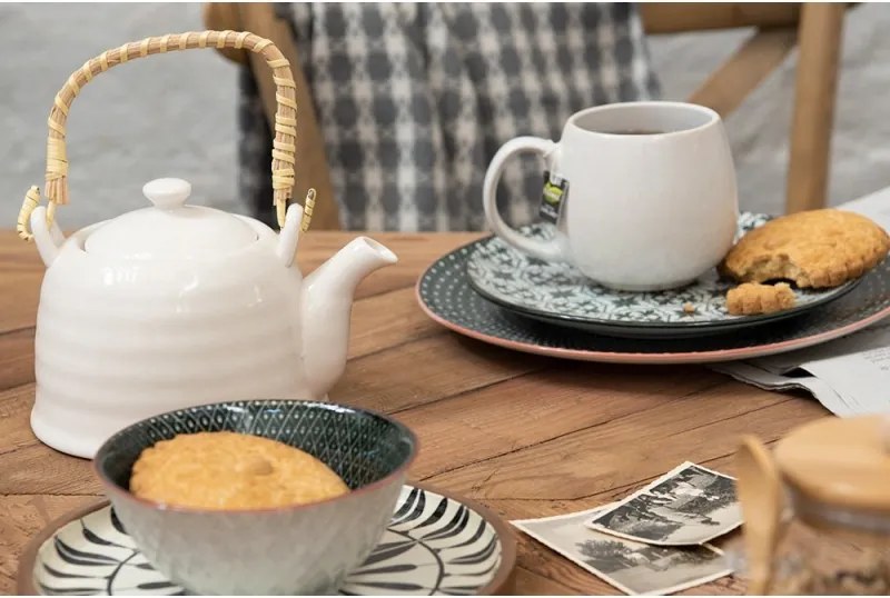 Biela porcelánová kanvica na čaj - 18*14*12 cm / 0,8L