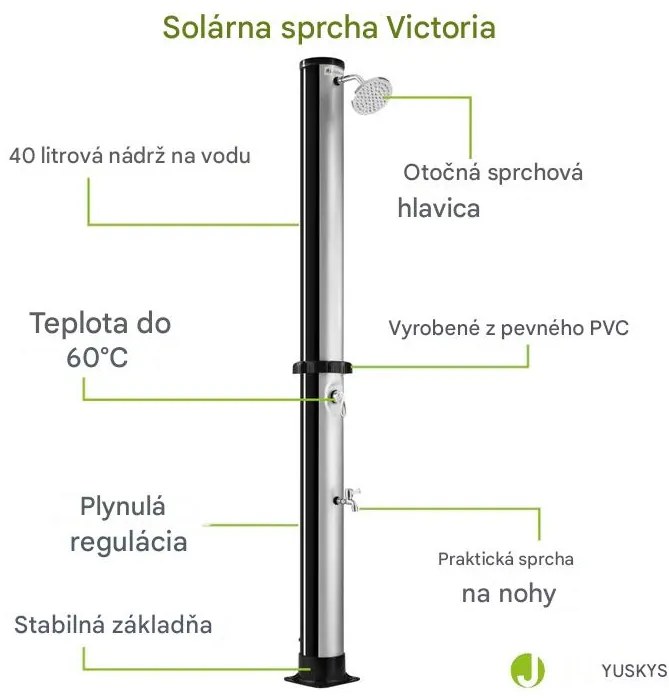 InternetovaZahrada Záhradná solárna sprcha Victoria 40 L