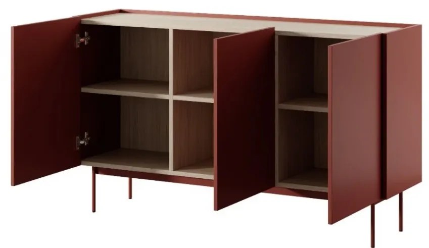 Komoda Color K144 červená/dub linea