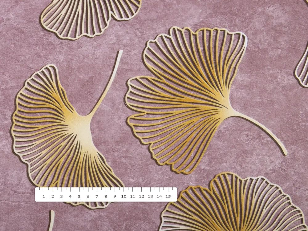 Biante Zamatová obliečka na vankúš s lemom Tamara TMR-001 Ginkgo lístky na staroružovom 30 x 50 cm