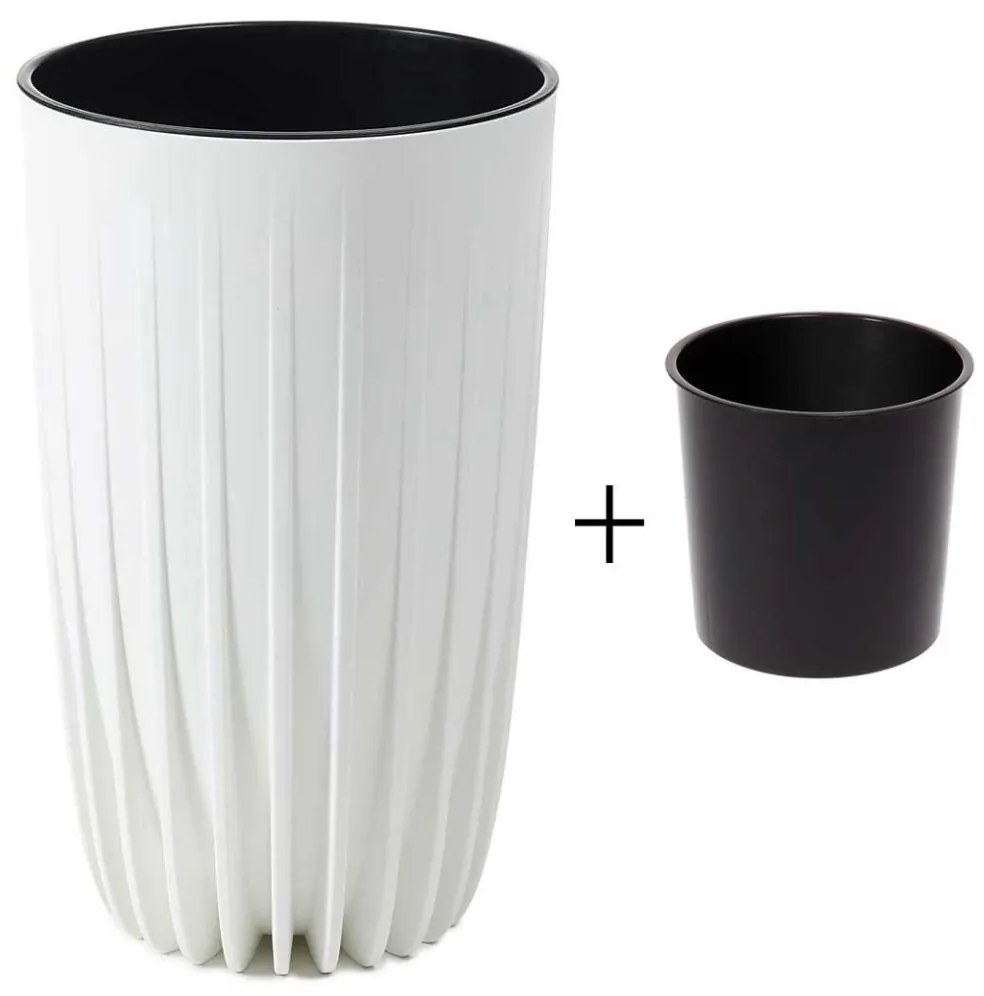 Kvetináč PÁSIKOVANÝ ECO IV 30 cm biely