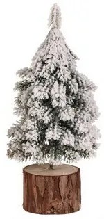 Vianočná dekorácia Stromček na kláte, 19 cm, zasnežený, SET 2 KS