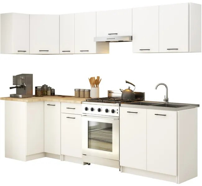 Rohová kuchynská linka OLIWIA 3 m biela