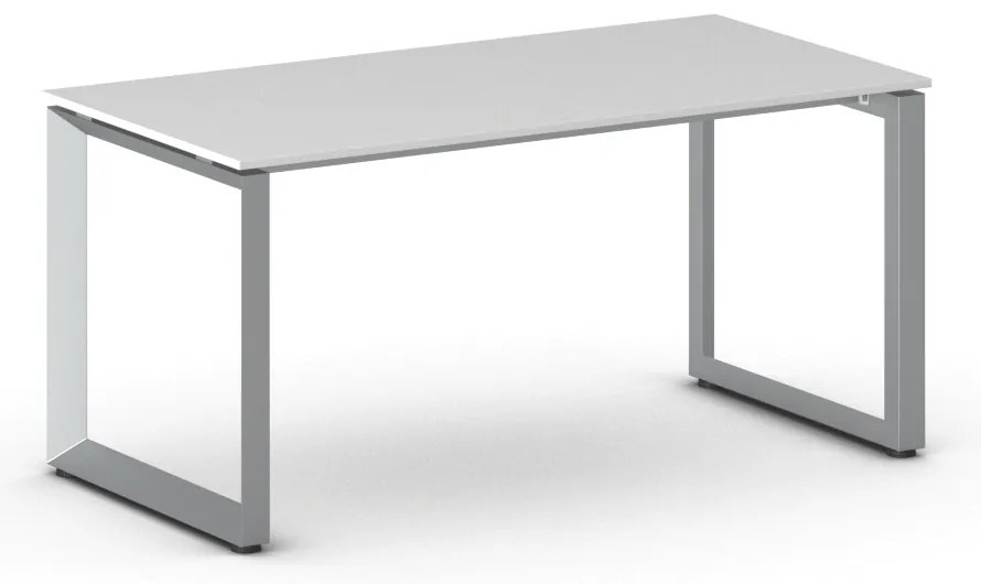 Kancelársky stôl PRIMO INSPIRE, 160x80 cm, sivostrieborná podnož, biela