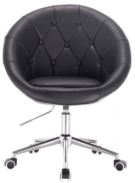 LuxuryForm DESIGN Kreslo VERA na striebornej podstave s kolieskami - čierne