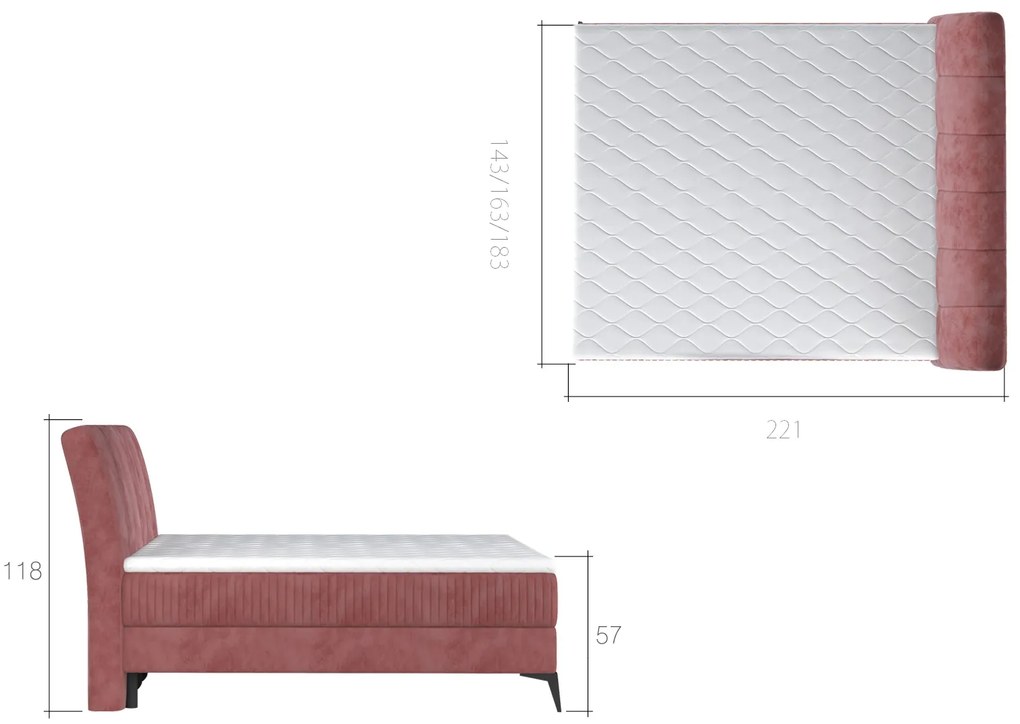 Elegantná box spring posteľ Ariana 180x200, svetlosivá