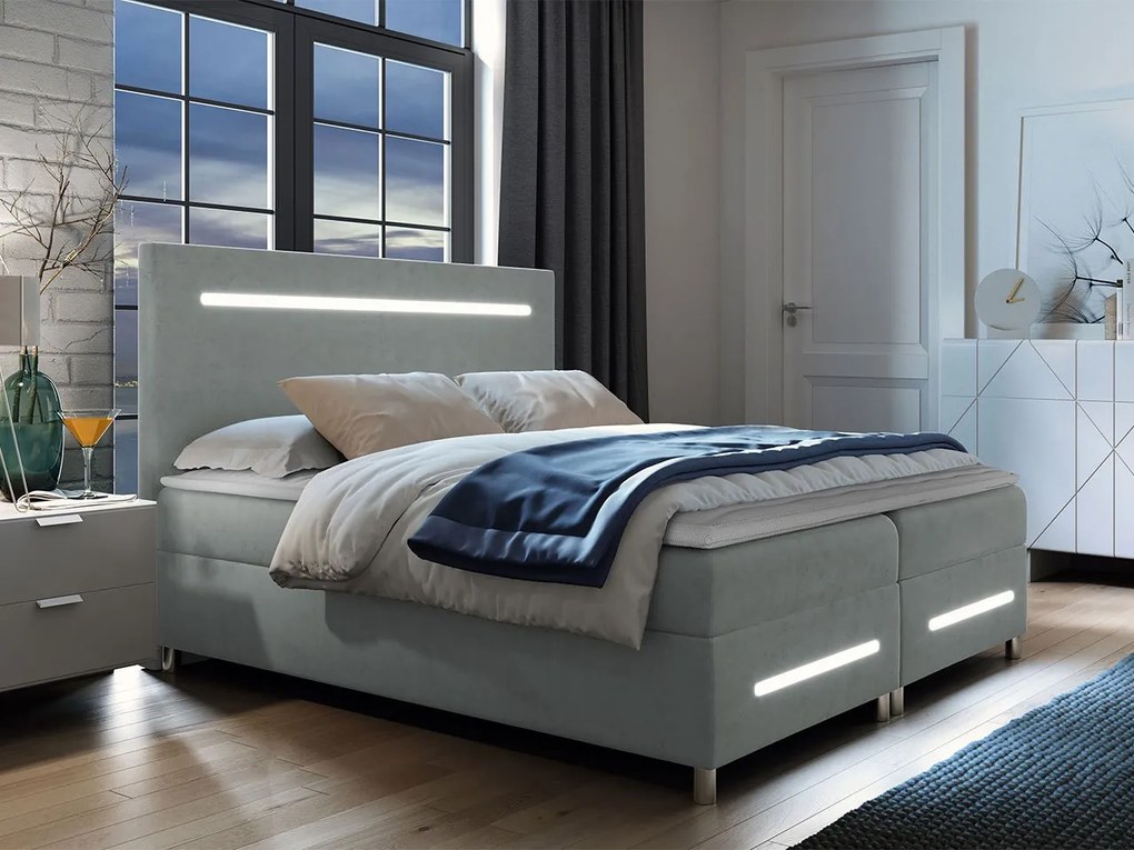 Kontinentálna posteľ Trunida LED, Rozmer postele: 180x200, Dostupné poťahy: Fresh 04