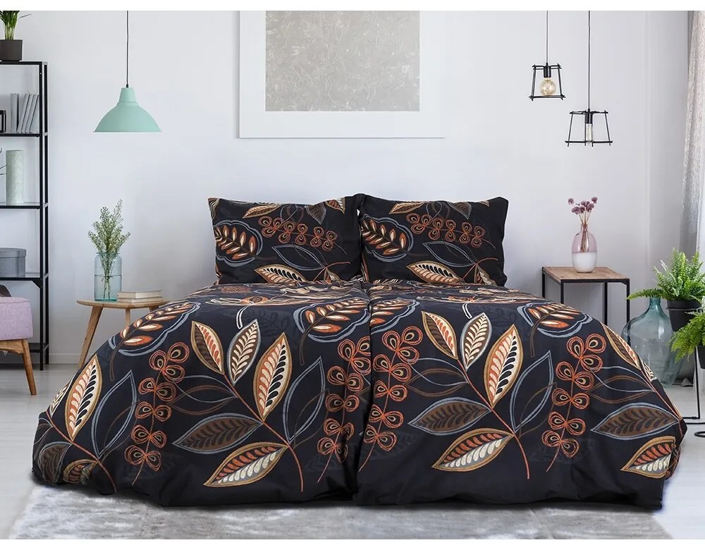 B.E.S. Petrovice Flanelové obliečky Nočné lístie, 140 x 200 cm, 70 x 90 cm