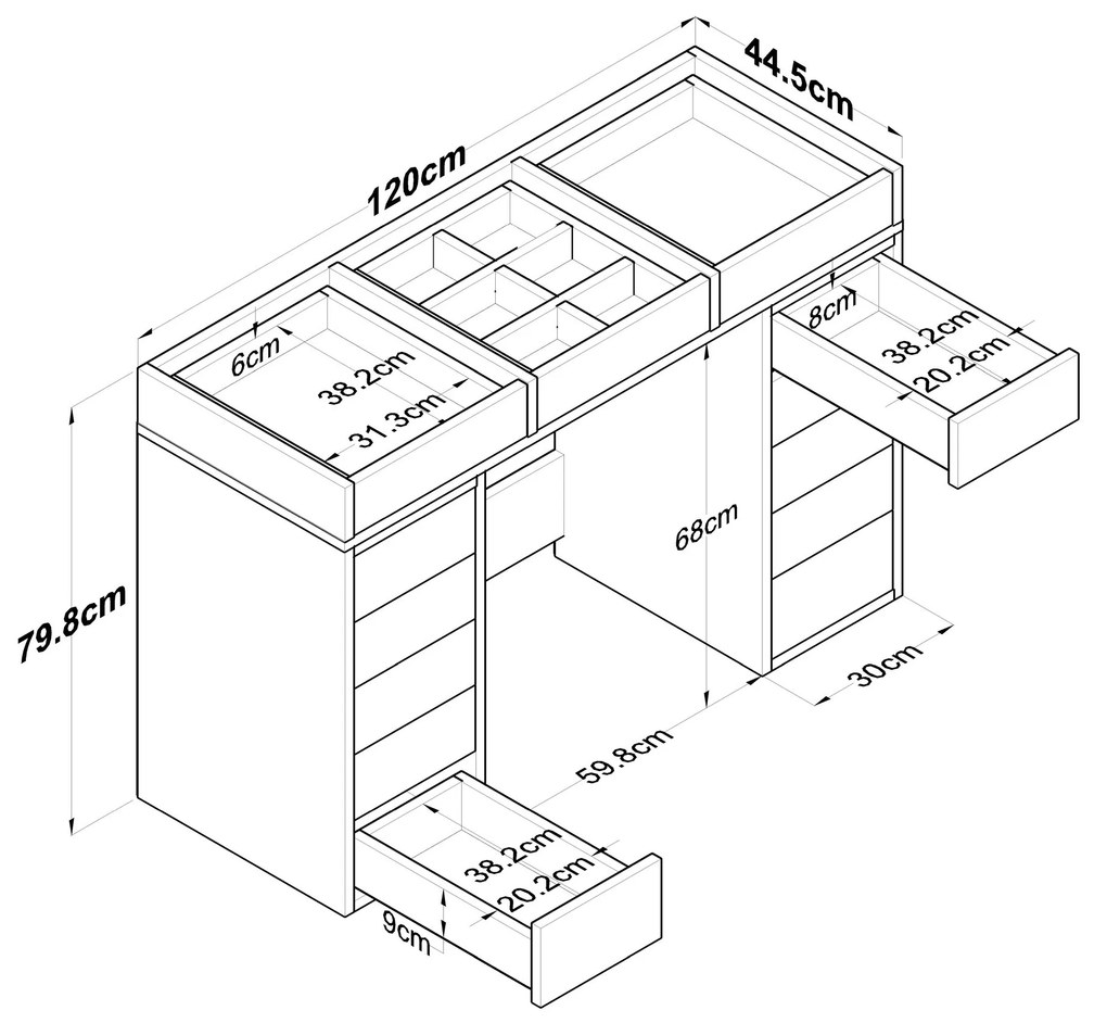 Toaletný stolík Melissa 01 biely/čirý