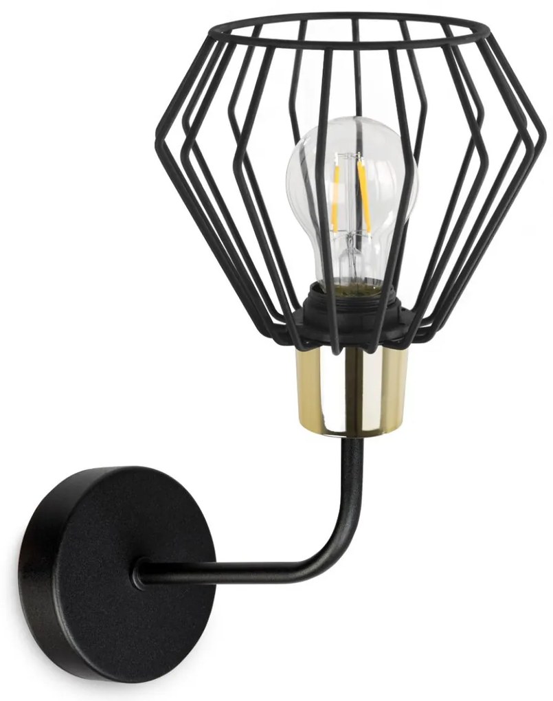 Nástenné svietidlo Nuvola 5, 1x čierne drôtené tienidlo, g