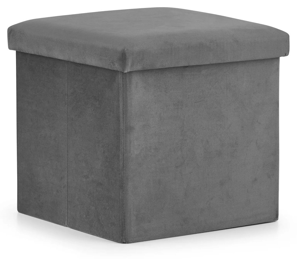 Skladací puf M - 30x30x30cm zamatovo sivý 9401 80 00 00