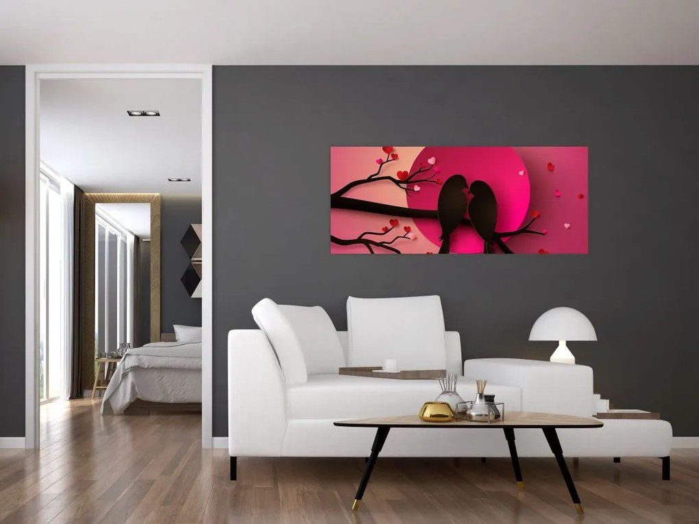 Obraz - Zamilované vtáčiky (120x50 cm)