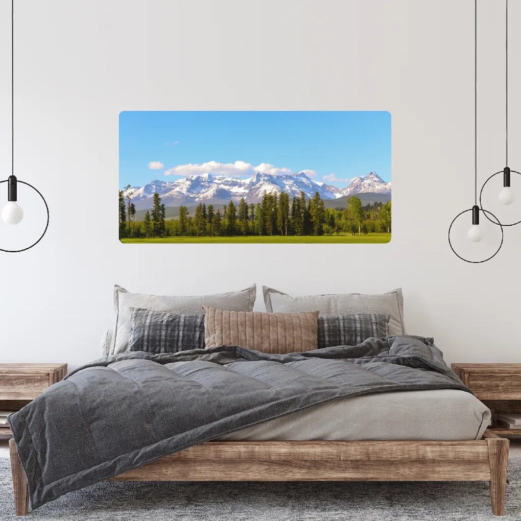 60x120cm Zasnežené hory - textilná nálepka na stenu