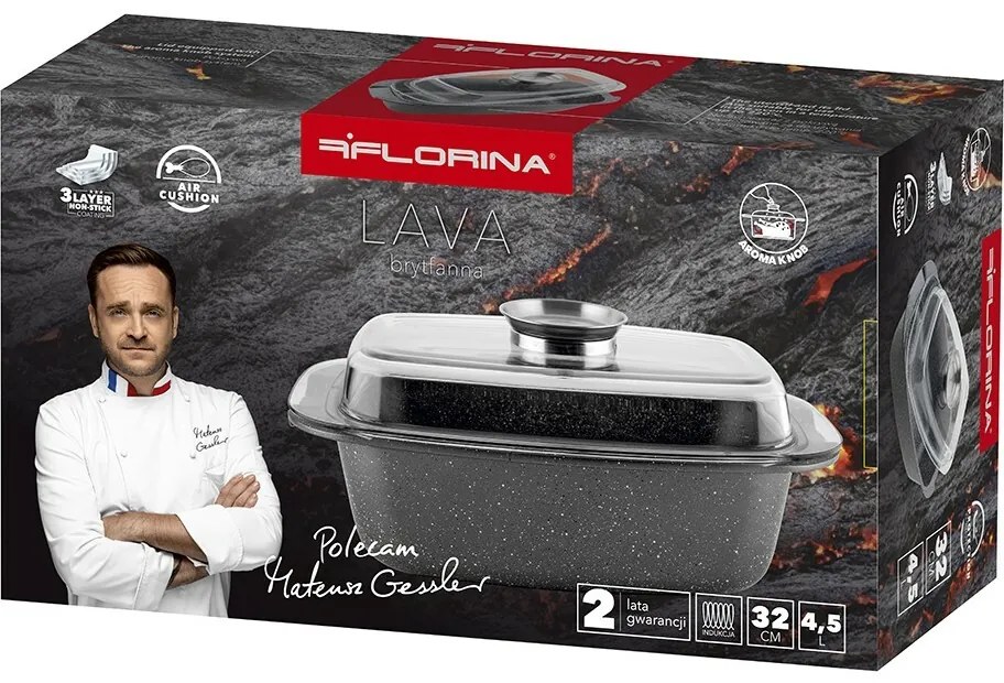 Florina Hliníkový pekáč s aróma pokrievkou Lava 4,5 l, 4,5 l, 32 × 22 × 11 cm