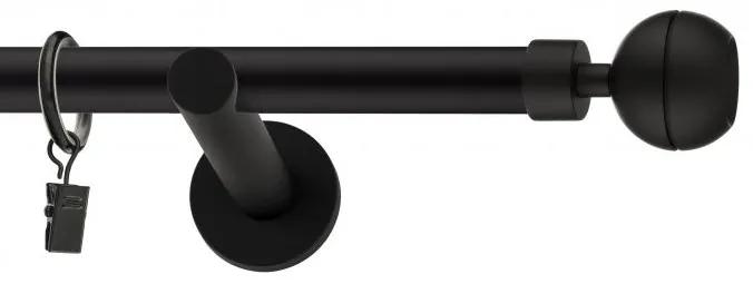 Dekorstudio Garniža jednoradová Guľa OPTIC čierna matná 19mm Dĺžka: 120cm, Typ uchytenia: Držiak otvorený, Typ príslušenstva: Bez príslušenstva
