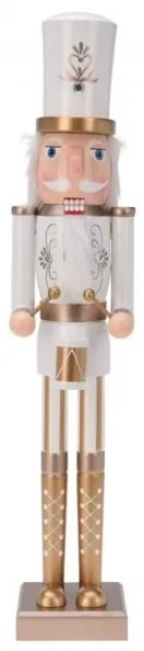 Luskáčik v bielo-zlatom oblečení s bubnom 55 cm