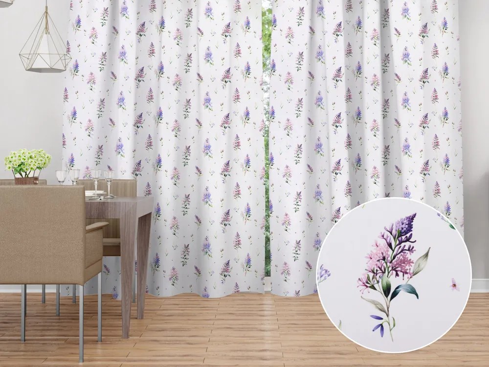 Biante Dekoračný záves TF-105 Orgovány na bielom 140x210 cm