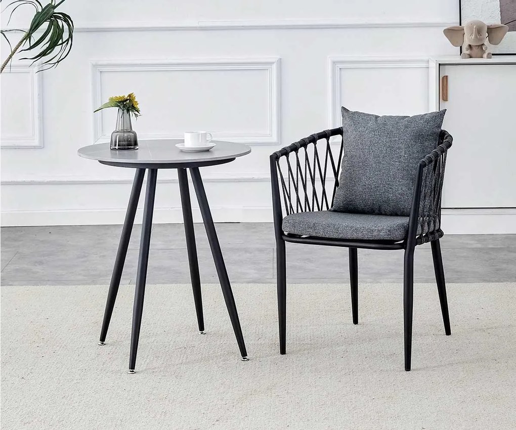 Okrúhly jedálenský stôl s čiernymi nohami MELODY 70x70, sivý